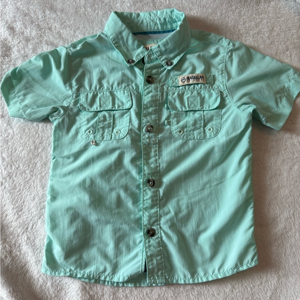 Magellan Outdoors Kids Green Short Sleeve Fishing Shirt